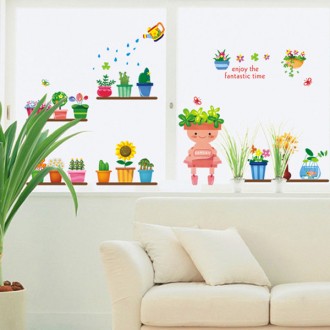 Garden Pot Plants Vinyl Wall Art Decals